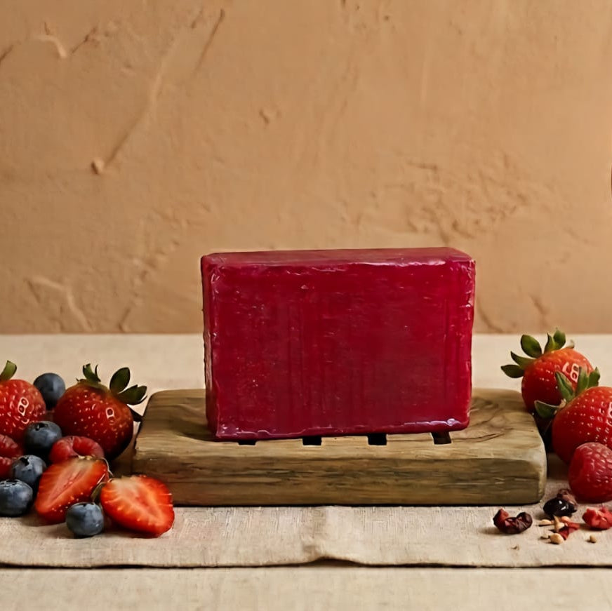 Jabón de frutos rojos de Linaje de Barro, barra artesanal natural antioxidante