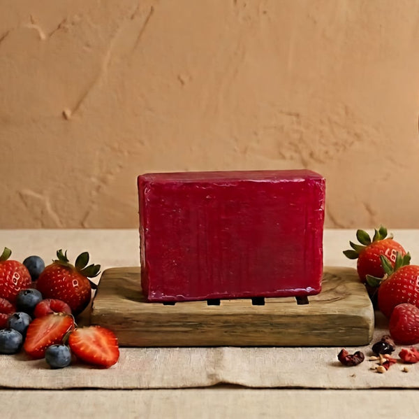 Jabón de frutos rojos de Linaje de Barro, barra artesanal natural antioxidante