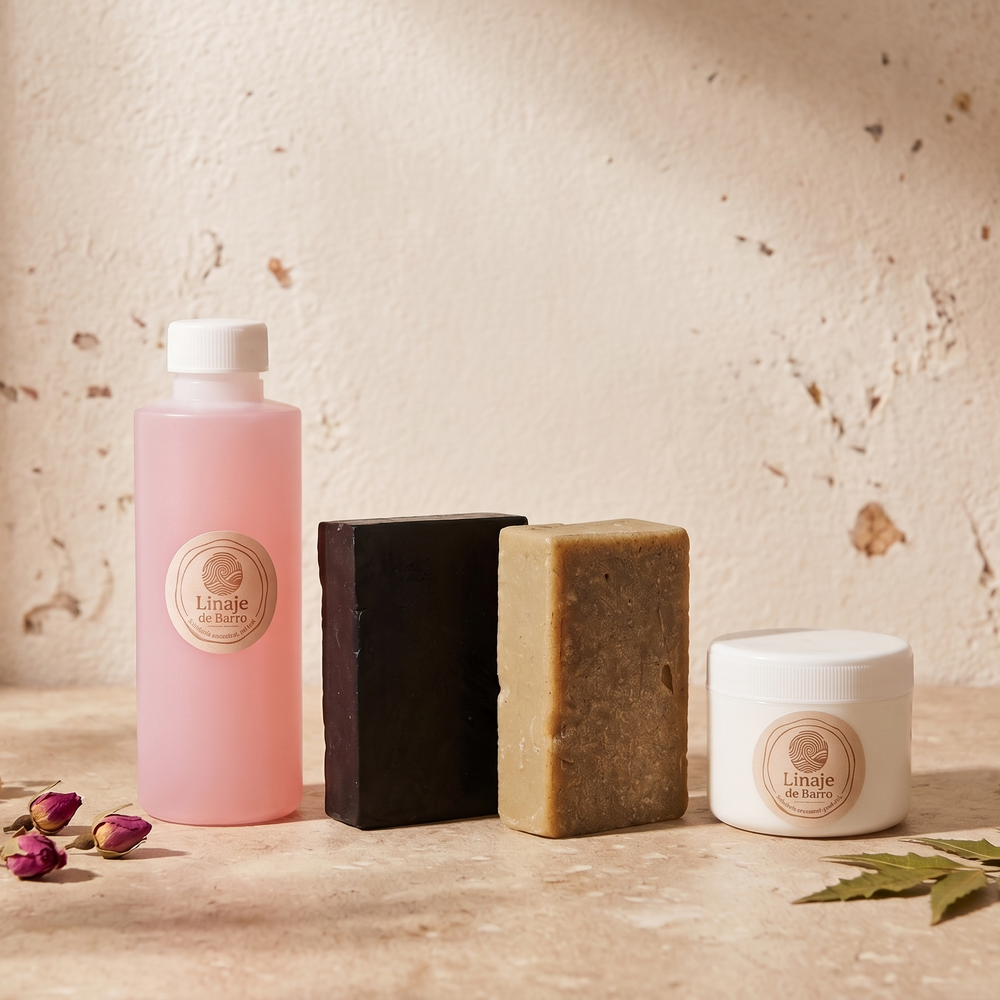 Kit para puntos negros y comedones de Linaje de Barro con carbón activado, cuidado facial natural